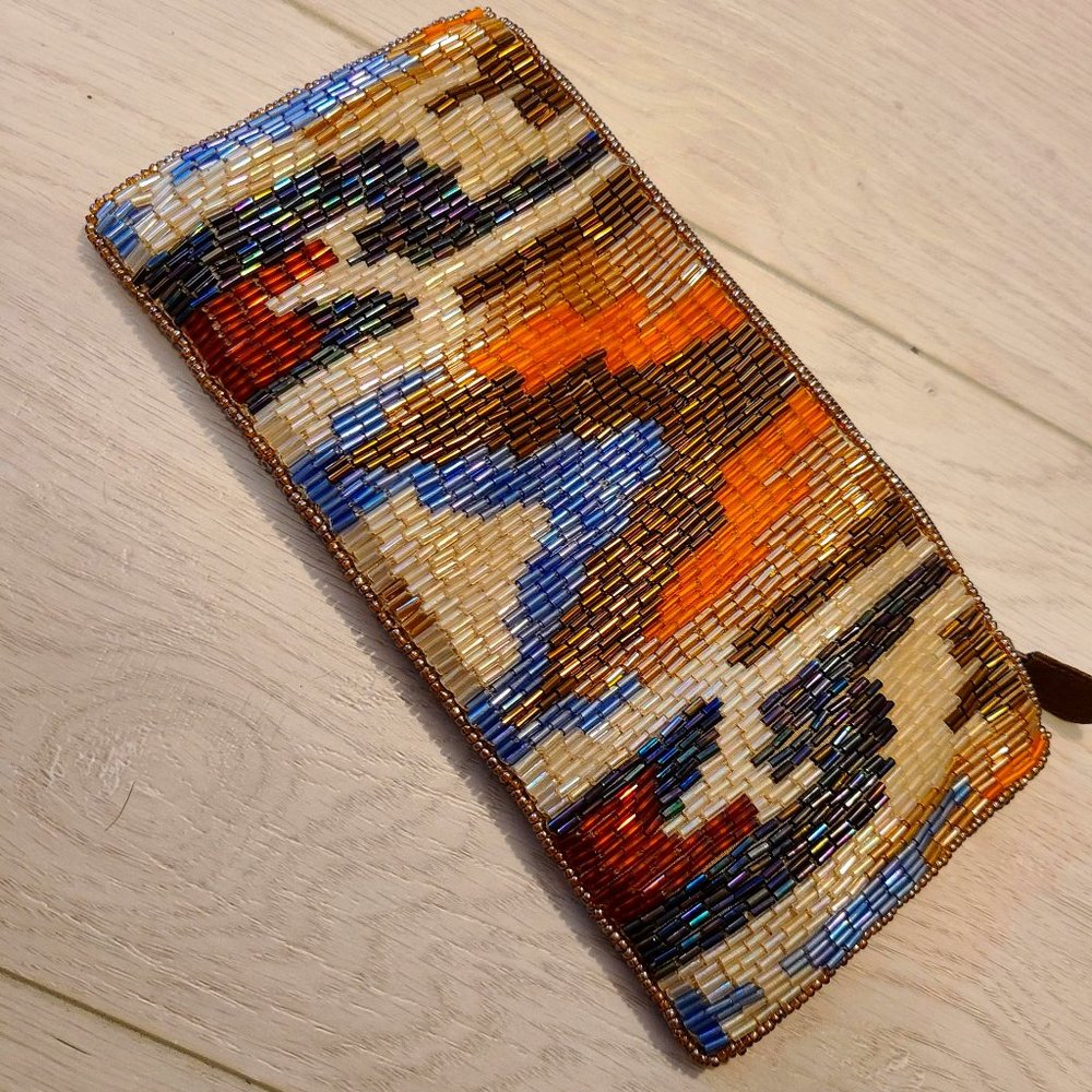 MOYNA IKAT Bugle Bead Clutch